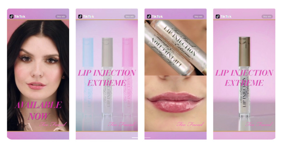 Screenshot of Beauty Brand Too Faced used a Brand Takeover to promote its lip gloss