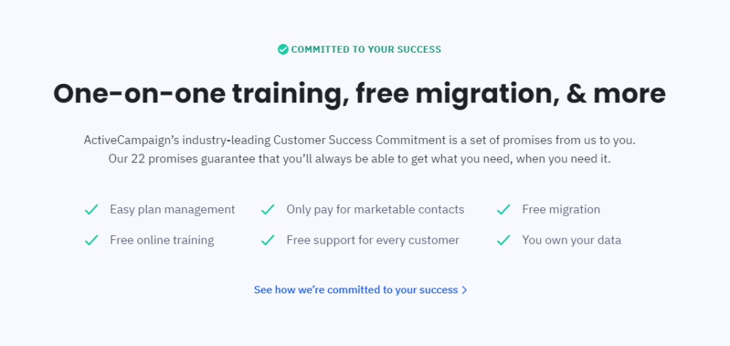 Screenshot of ActiveCampaign’s Page about benefits of using their product