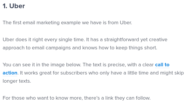 Screenshot of Uber Email Marketing 