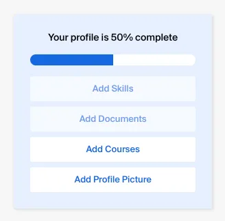 Screenshot of Handshake Profile Progress Bar 
