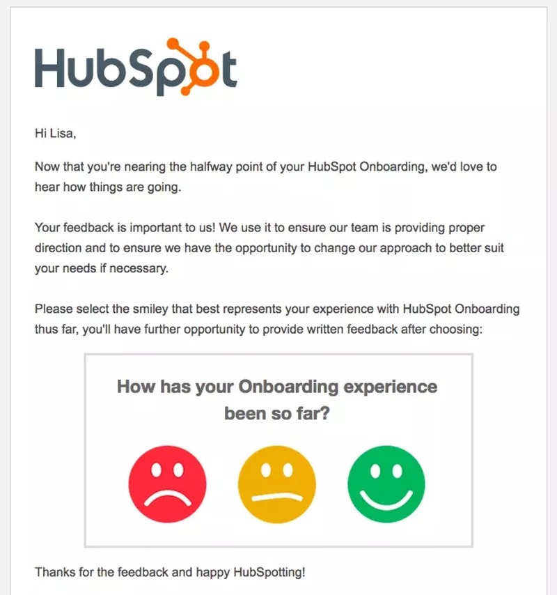 Screenshot of Hubspot User Feedback Survey