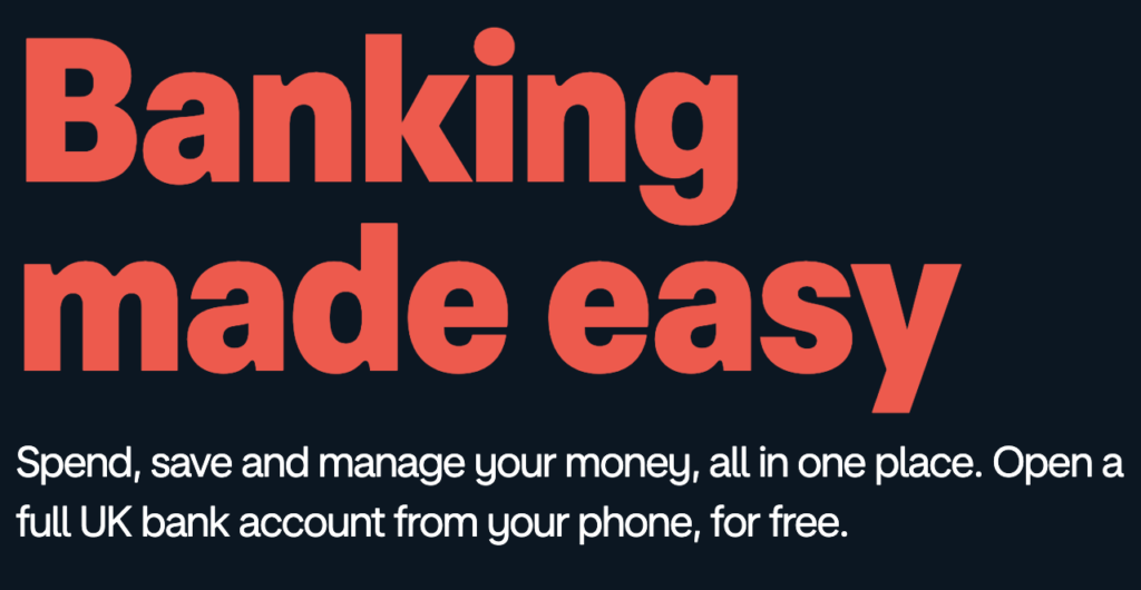 Screenshot of Monzo Tagline