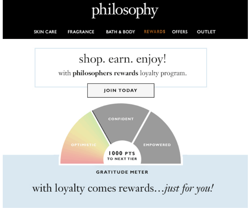 Screenshot of Philosophy’s Reward Page