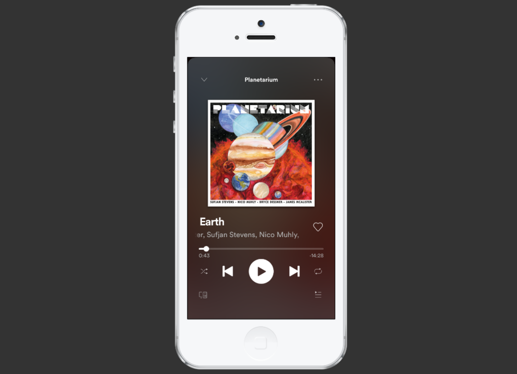Screenshot of Spotify on Mobile