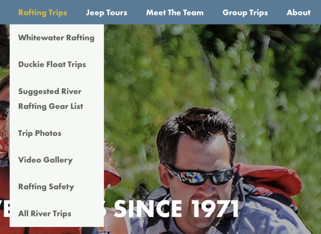 Screenshot of Timberline Tours Website Design