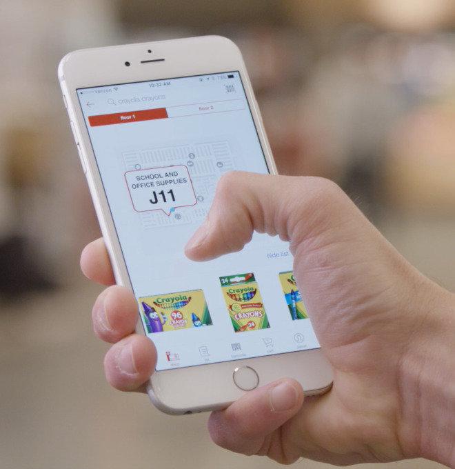 Screenshot from Techcrunch's website showing Target's bluetooth beacon technology