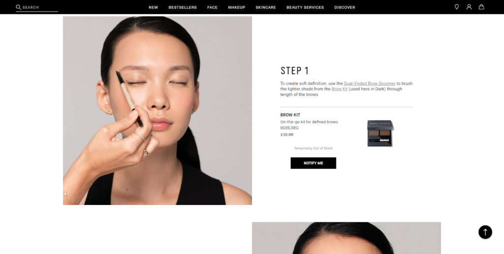 Screenshot of Bobbi Brown Cosmetics Make Up Tutorial Article on their website