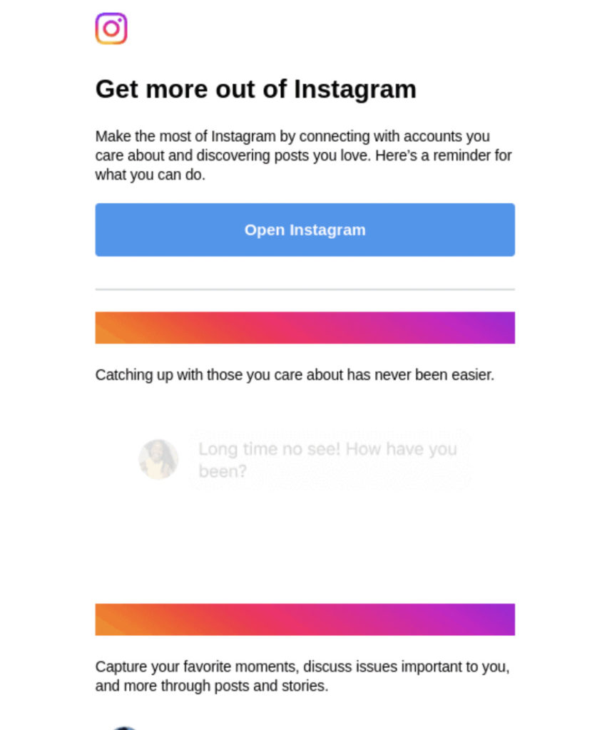 Instagram Educational Content Email to win back stagnant customer accounts