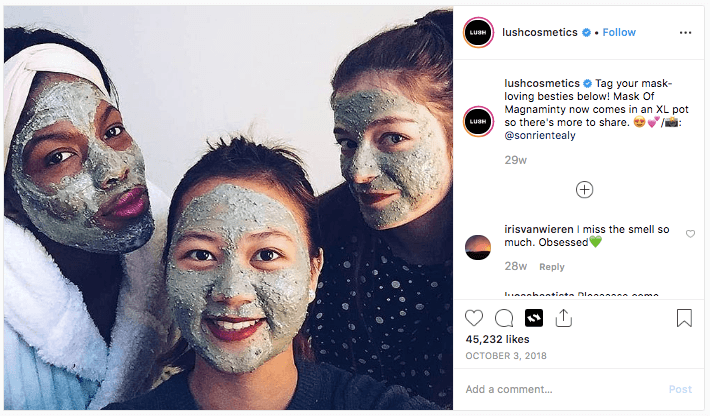 Screenshot of Lush Instagram Post