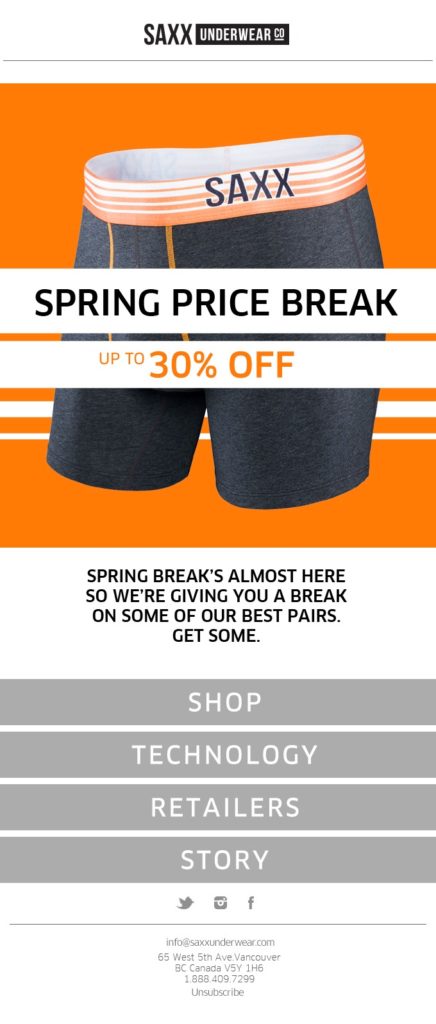 Screenshot of Saxx Underwear Homepage