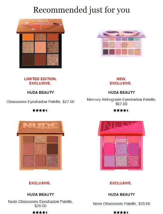 Screenshot of Sephora limited edition and exclusive products alert emails