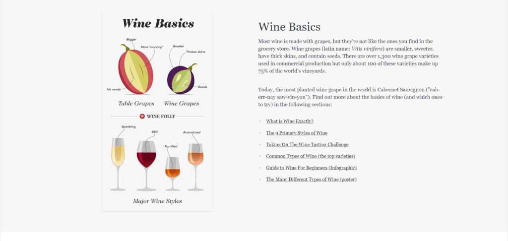 Screenshot of Wine Folly’s Article about Wine Basics