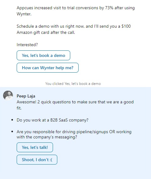 How Wynter doubled their demos with incentives & LinkedIn Conversation ads