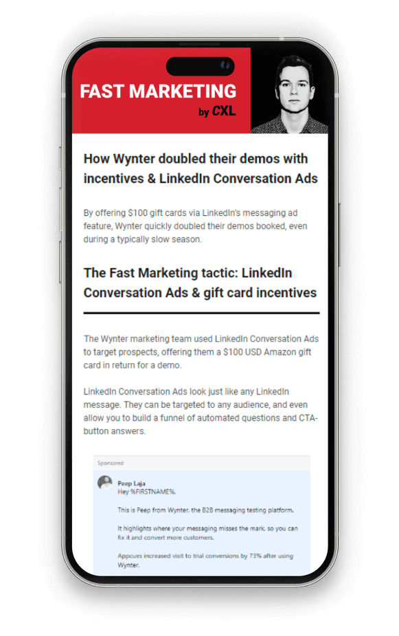 How Wynter doubled their demos with incentives & LinkedIn Conversation ads