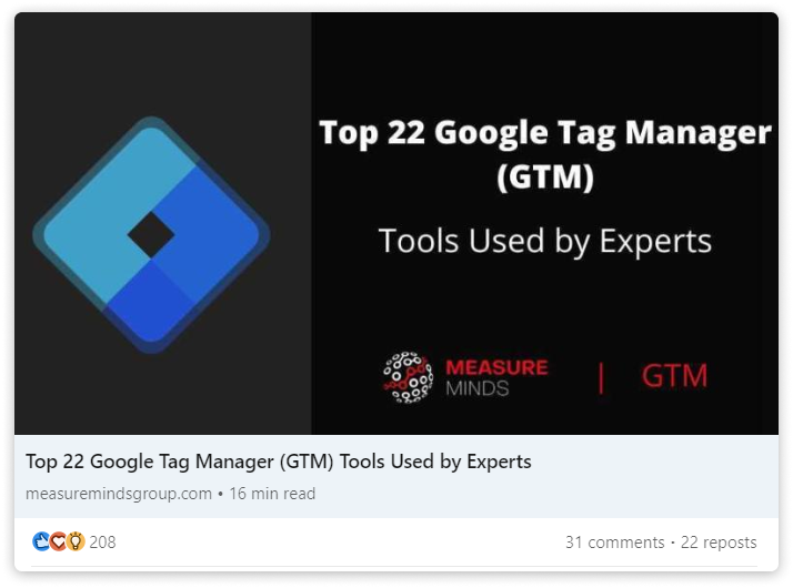 LinkedIn post promoting the Top 22 GTM tools crowdsourced article