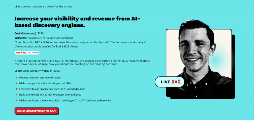 Screenshot of CXL AI Organic Growth course LP