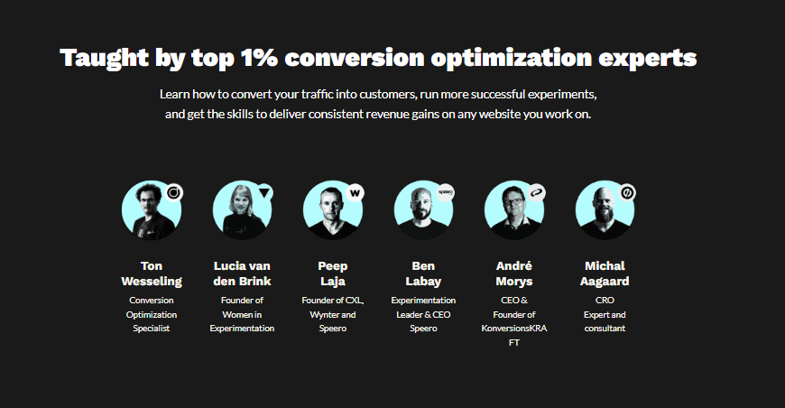 Screenshot of CXL 1% conversion optimization experts