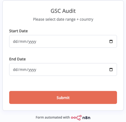 n8n form GSC audit