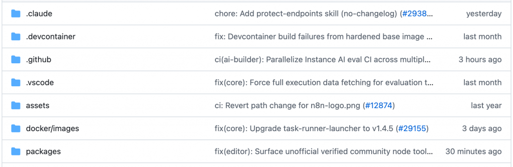 Screenshot of GitHub repo folders